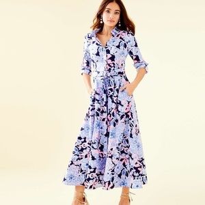 (SOLD) Lilly Pulitzer Mira Stretch Shirtdress Amore Please Size 2